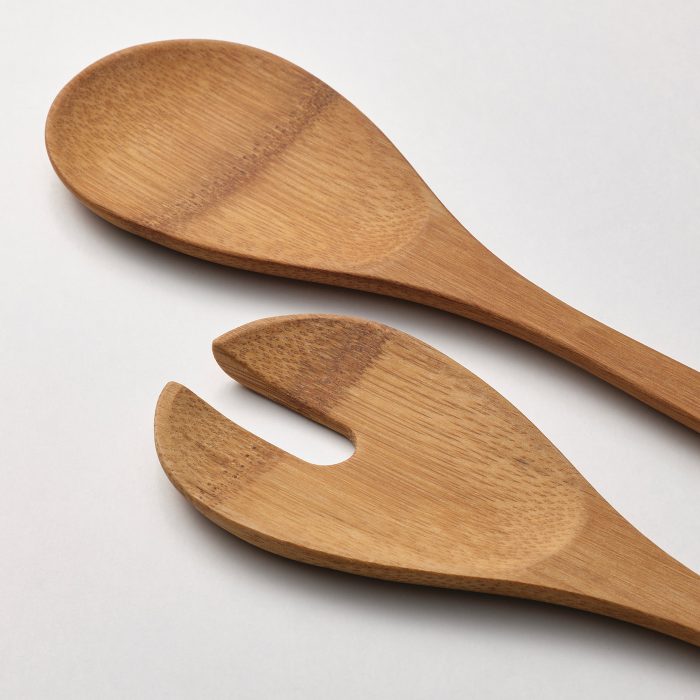 groensaker 2 piece salad servers set bamboo 0942084 pe795965 s5 - ست ۲ تکه قاشق و چنگال چوبی سالاد ایکیا مدل GRÖNSAKER کد 604.812.42