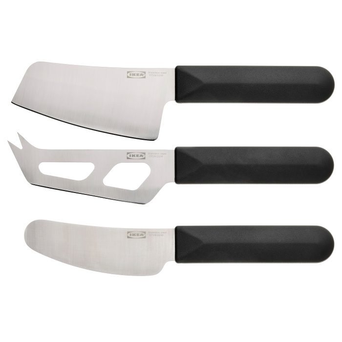 skaerlanga cheese knife set of 3 stainless steel black 1157135 pe887493 s5 - ست کارد پنیر سرو صبحانه ایکیا مدل SKARLANGA کد 105.406.11