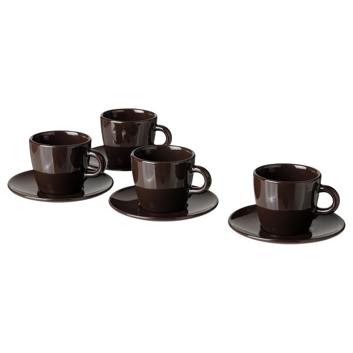 faergklar cup with saucer glossy brown 1089675 pe861645 s5 - ست فنجان با نعلبکی ایکیا مدل FÄRGKLAR کد 704.854.33