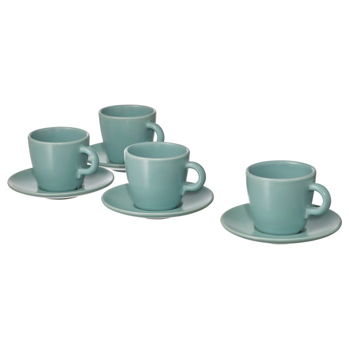 faergklar cup with saucer matt light turquoise 0960119 pe806440 s5 - ست فنجان با نعلبکی ایکیا مدل FÄRGKLAR کد 504.818.22