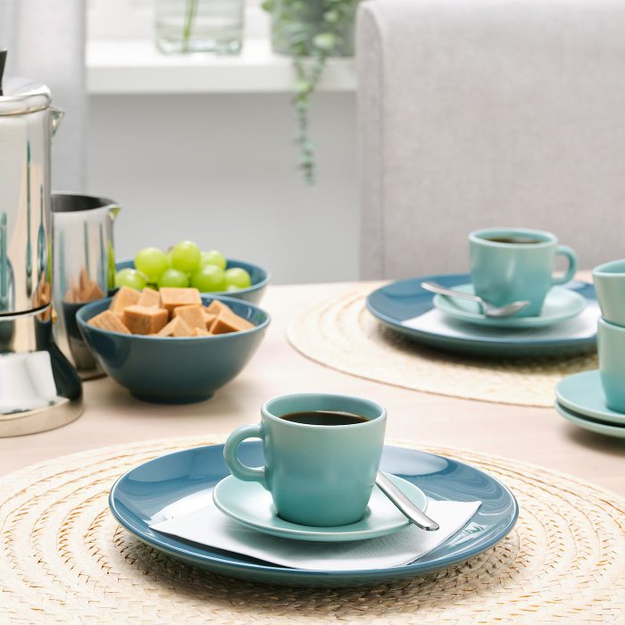 faergklar cup with saucer matt light turquoise 0960120 pe806442 s5 - ست فنجان با نعلبکی ایکیا مدل FÄRGKLAR کد 504.818.22