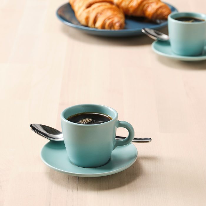 faergklar cup with saucer matt light turquoise 0960123 pe806439 s5 - ست فنجان با نعلبکی ایکیا مدل FÄRGKLAR کد 504.818.22