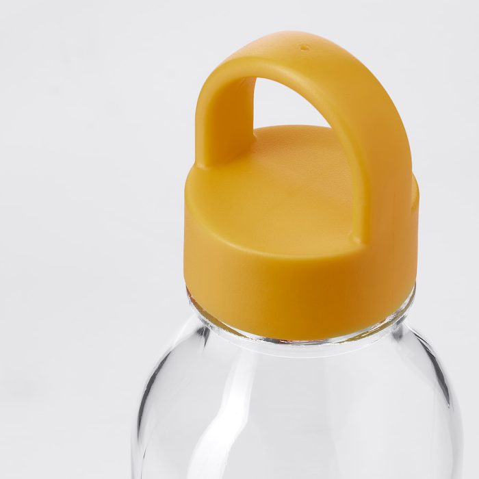 formskoen water bottle clear glass yellow 0985593 pe816692 s5 - بطری آب شیشه ای ایکیا مدل FORMSKÖN کد 704.972.28