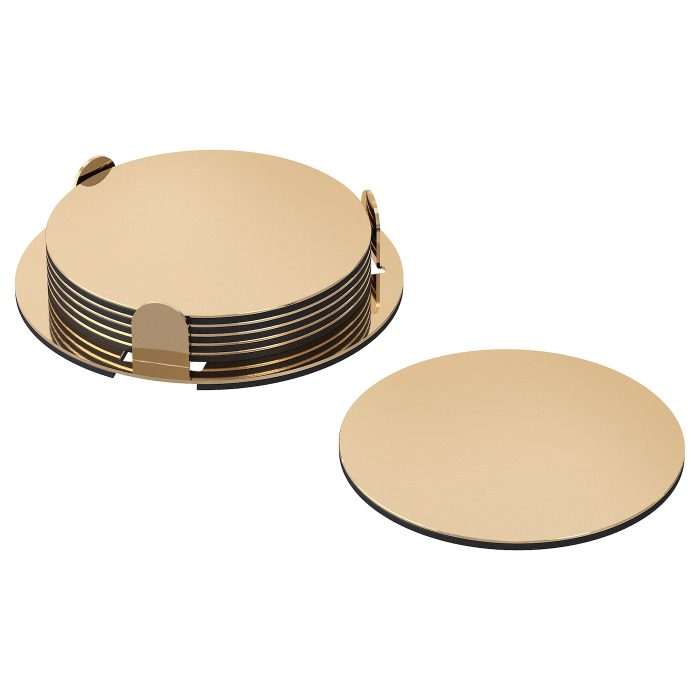 glattis coasters with holder brass colour 0711666 pe728367 s5 - زیر لیوانی ایکیا مدل GLATTIS کد 503.430.05