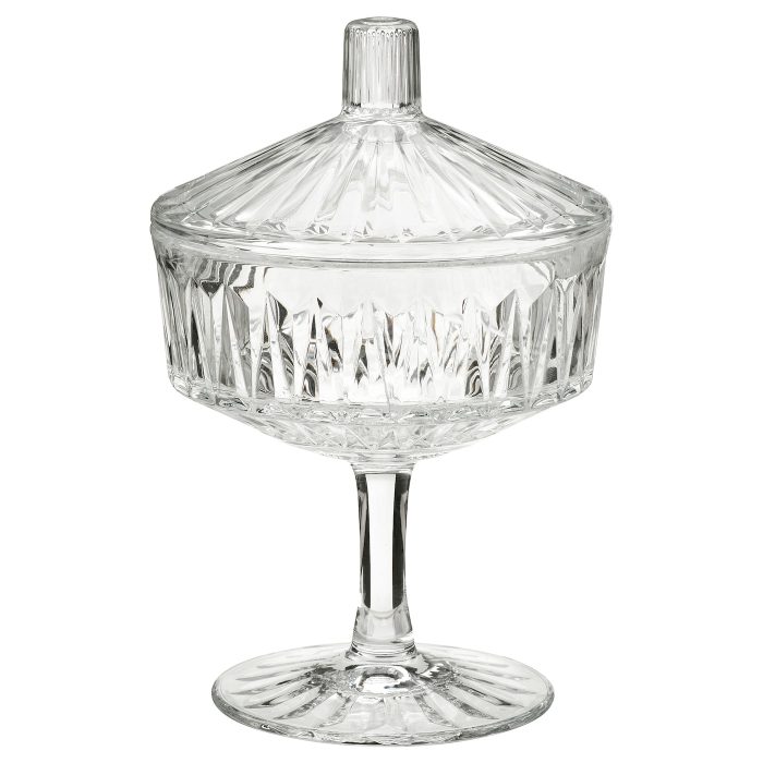 saellskaplig bowl with lid clear glass patterned 0913595 pe783655 s5 - شکلات خوری ایکیا مدل SÄLLSKAPLIG کد 804.733.21