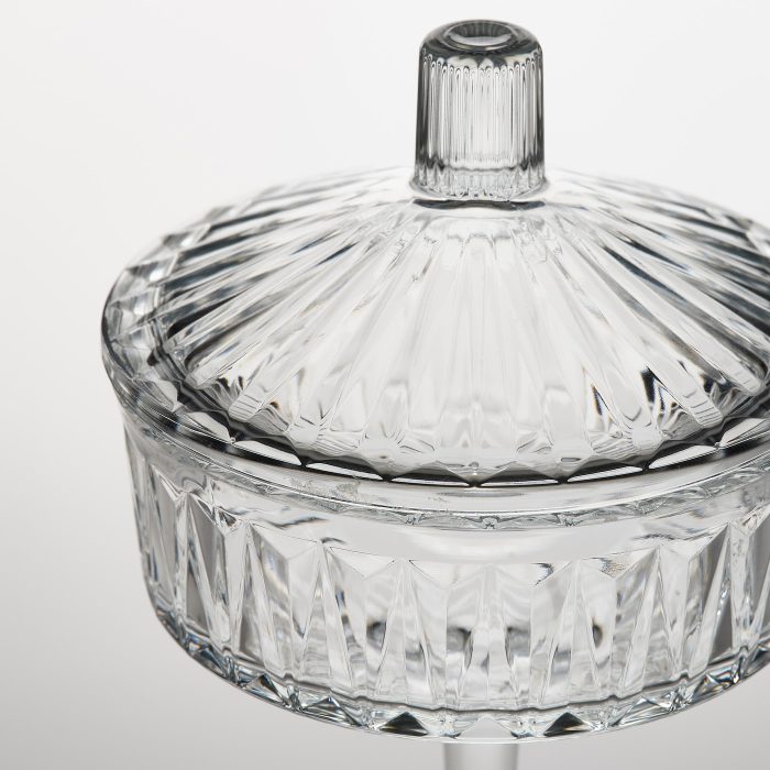 saellskaplig bowl with lid clear glass patterned 0913598 pe783657 s5 - شکلات خوری ایکیا مدل SÄLLSKAPLIG کد 804.733.21